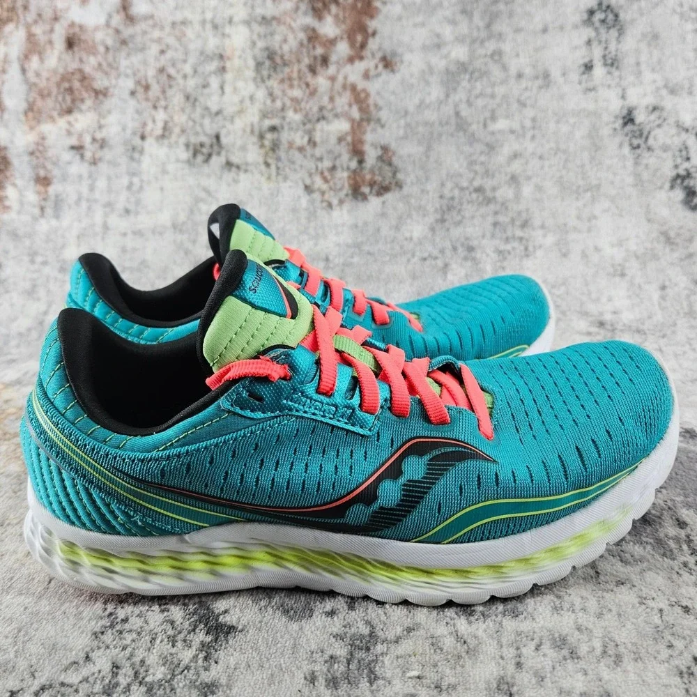 Saucony Kinvara 11 Running Shoes Womens 8 Aqua Blue Pink S10551-10 Sneakers